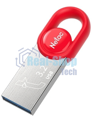 Флешка USB Netac UM2 (NT03UM2N-032G-32RE), 32Gb, USB 3.0, R/W 130/50, серебристый/красный