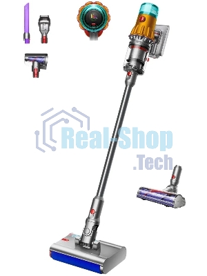 Пылесос вертикальный Dyson V12S Detect Slim Submarine 485350-01 золотой/серый металлик, питание от аккумулятора, 150 Вт, уборка сухая/влажная, пылесборник 0.35 л