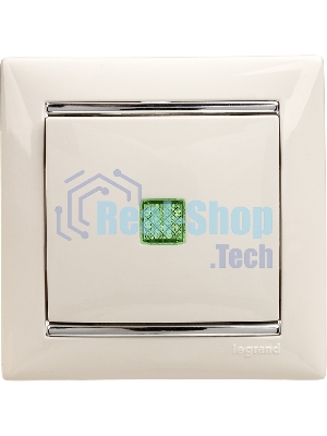 Механизм выключателя 1-кл. СП Valena 10А IP31 с зел. инд. бел. Legrand 774410