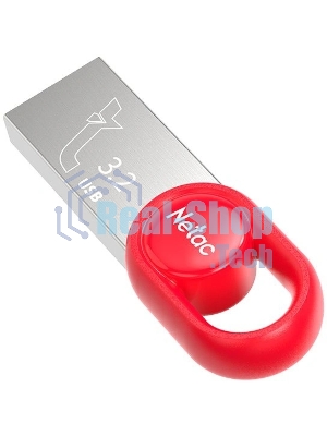 Флешка USB Netac UM2 (NT03UM2N-032G-32RE), 32Gb, USB 3.0, R/W 130/50, серебристый/красный