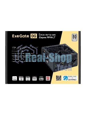 Блок питания 750W ExeGate 80 PLUS 750PPH-LT-S (ATX, APFC, SC, КПД 82% (80 PLUS), 12cm fan, 24pin, 2x(4+4)pin, 4xPCI-E, 8xSATA, 4xIDE, кабель 220V 1,8м с защитой от выдергивания, black, Color Box)