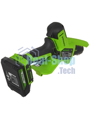 Цепная мини пила GreenWorks G24MCS10K2 аккумуляторная, 24v, 10 см, c АКБ 2АЧ и ЗУ (2008207UA)