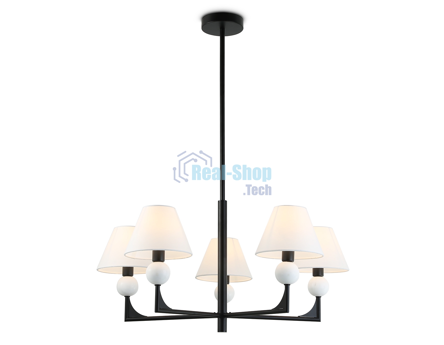 Люстра Ambrella light LH75153/5 BK/FR черный/белый матовый E14*5 max 40W D730*580