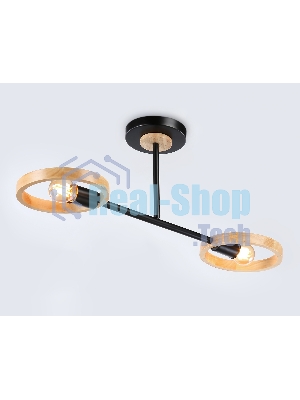 Светильник Ambrella light TR8244/2 BK/LWD черный/светлое дерево E27/2 max 40W 590*165*220