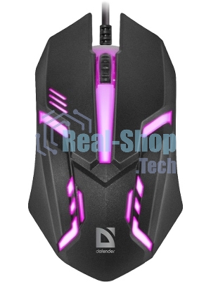 Мышь проводная Defender Cyber MB-560L черный, 1200 dpi, USB, кнопки - 3