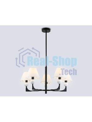 Люстра Ambrella light LH75153/5 BK/FR черный/белый матовый E14*5 max 40W D730*580
