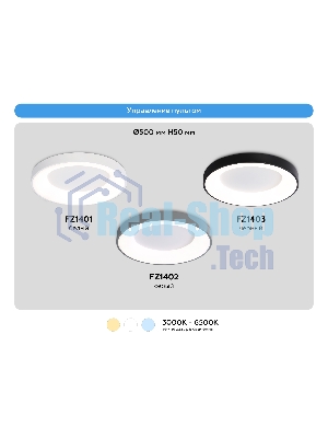 Потолочный светодиодный светильник Ambrella light FZ1401 WH белый IP20 48W 3000K-6500K D500*50 (ПДУ ИК)