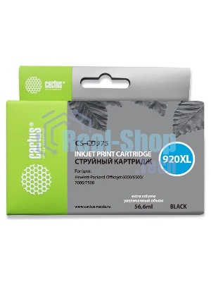 Картридж струйный Cactus CS-CD975 №920XL черный (56.6 мл.) для HP Officejet 6000/6500/7000/7500