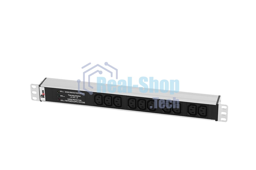 Блок розеток Rem-10 без шнура с фил. и инд., 10 IEC 60320 C13, вход IEC 60320 C14, 10A, алюм., 19