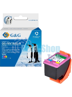 Картридж струйный G&G GG-F6V18AE-N 123XL голубой/пурпурный/желтый (18мл) для HP DJ 1210/1212/1212/2130/2131/2132/2133/2134/2630/3639 AIO;Envy 4510/4512/4516/4517/4520/4521/4522/4523/4524/4524/4525/4526/4527/4528/5010/5012/5014/5020/5030/5032/5034/5052/5055 AIO;Office 3830/3831/3832/3833/3834/3532/4650/4652/4654/4655/4656/4657/52