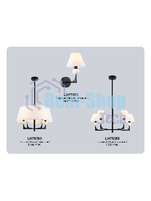 Люстра Ambrella light LH75153/5 BK/FR черный/белый матовый E14*5 max 40W D730*580