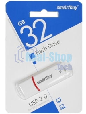 Флешка USB SmartBuy Crown white (SB32GbCRW-W), 32Gb, USB 2.0, R/W 15/5, белый/красный