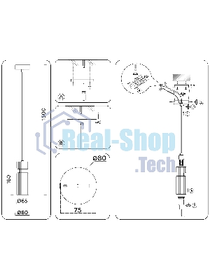 Светильник Ambrella light LH56111 BK/BS/CL черный/латунь/прозрачный E14 max 40W D65*1500