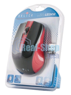Мышь беспроводная Oklick 485MW черный/красный, 1200 dpi, радиоканал, USB, кнопки - 3