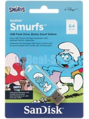 Флешка USB SanDisk Smurfs 64Gb SDCZIS-064G-G46, USB3.2, синяя