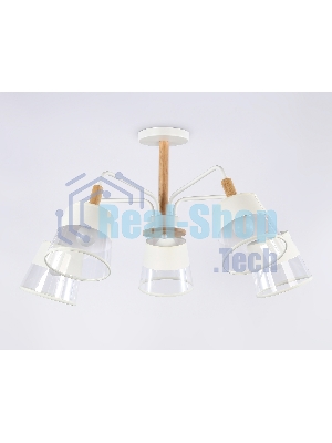 Светильник Ambrella light TR4738/5 WH/LW белый/светлое дерево E27/5 max 40W D760*350
