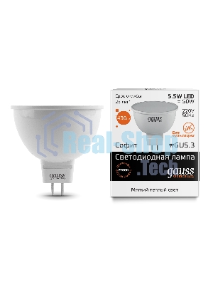 Лампа cветодиодная Gauss LED Elementary 13516MR16 GU5.3 5.5W 2700К1/10/100