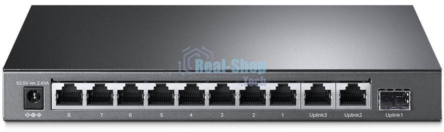Коммутатор TP-Link 8-port 10/100Mbps Unmanaged PoE switch, 2 Gb RJ45 + 1 Gb SFP uplinks, PoE budget up to 124W