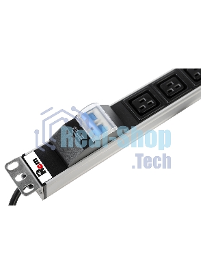 Блок силовых розеток Rem Rem-16, IEC 60320 С19 х 6, вход Schuko, шнур 3 м, 45х484х45 мм (ВхШхГ), 16А, автомат