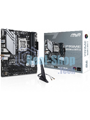 Материнская плата ASUS PRIME B650M-A WIFI II, AM5, AMD B650, 4xDDR5, 4xSATA, 2xM.2, 1xPCI-E 4.0 x16, 2xPCI-E 4.0 x1, 1xHDMI, 1xDP, 1xVGA, 1x 2.5Gb LAN, 2xUSB-A 3.2 Gen 2, 2xUSB-A 3.2 Gen 1, 4xUSB-A 2.0, 3x3.5 мм, 7.1, Micro-ATX