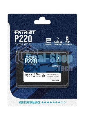 Накопитель SSD Patriot P220, 2Tb, SATA III, 2.5