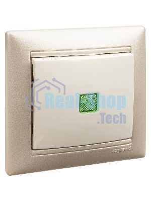 Механизм выключателя 1-кл. СП Valena 10А IP31 с зел. инд. бел. Legrand 774410
