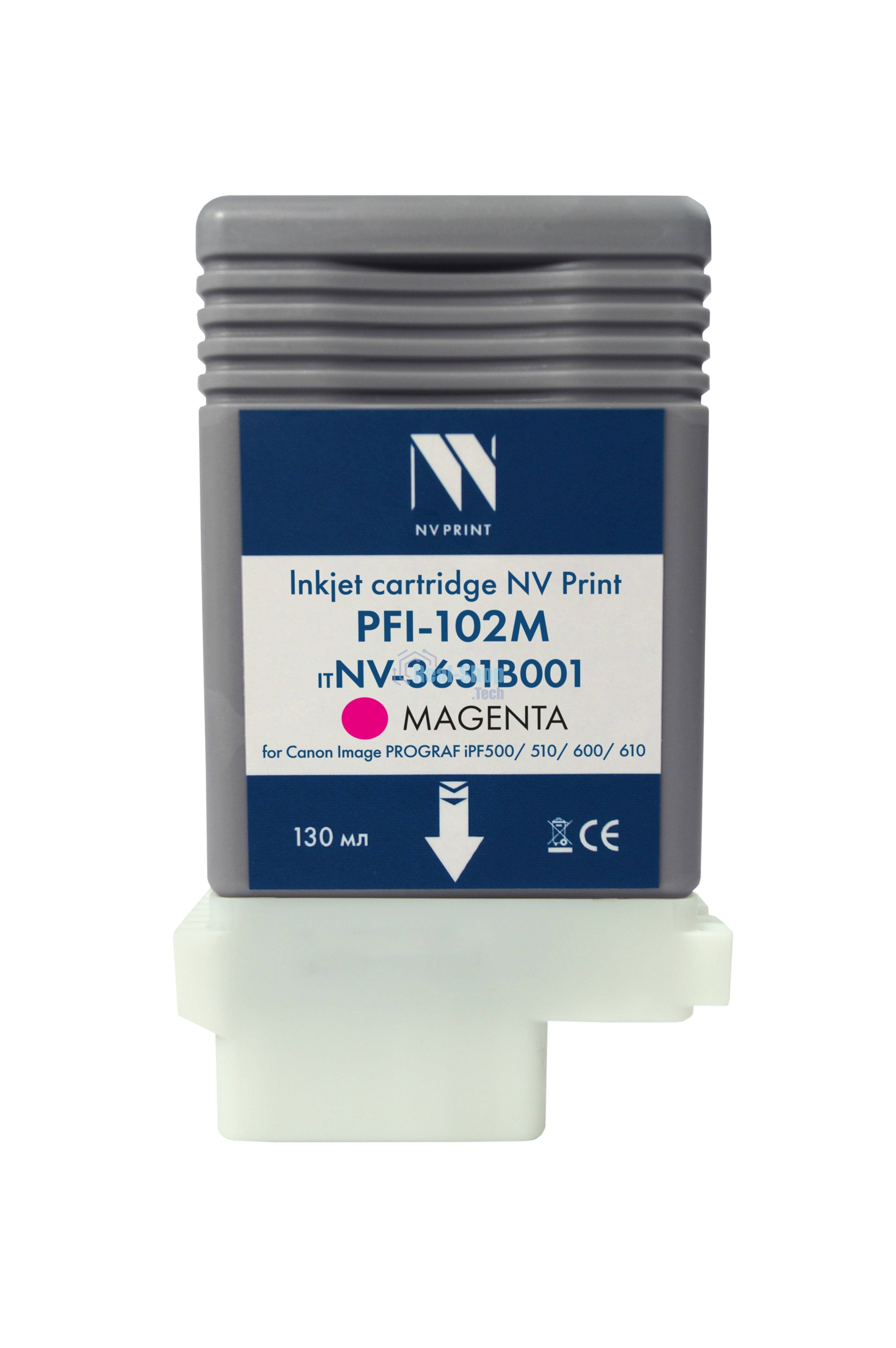 Картридж струйный NVPrint PFI-102M (NV-0897B001) Magenta для Canon ImagePROGRAF iPF500/510/600/610 (130 мл) совместимый