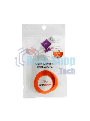 Кабель Gembird USB 2.0 Cablexpert AM/Lightning 8P, 1м, силиконовый шнур, разъемы фиолетовый металлик, пакет