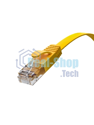 Патч-корд GCR PROF плоский прямой 2.0m, UTP медь cat.6, желтый, 30 AWG, ethernet high speed 10 Гбит/с, RJ45, T568B, GCR-52827