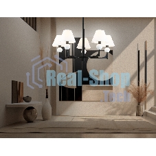 Люстра Ambrella light LH75153/5 BK/FR черный/белый матовый E14*5 max 40W D730*580