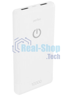 Портативный аккумулятор Perfeo 10000 mAh + Micro usb/In Micro usb/Out USB 1 А, 2.1A/белый (PF_B4297)
