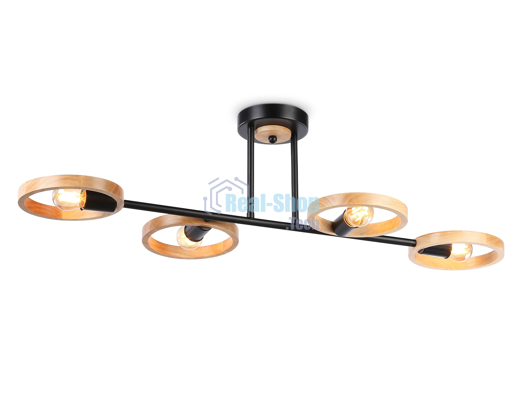 Светильник Ambrella light TR8248/4 BK/LWD черный/светлое дерево E27/4 max 40W 840*360*220