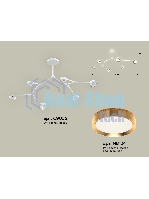 Светильник Ambrella light XB9055152/6 SWH/PYG белый песок/золото желтое полированное GX53 (C9055, N8124)