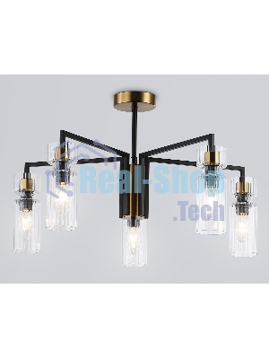 Люстра Ambrella light LH56113/5 BK/BS/CL черный/латунь/прозрачный E14*5 max 40W D605*350