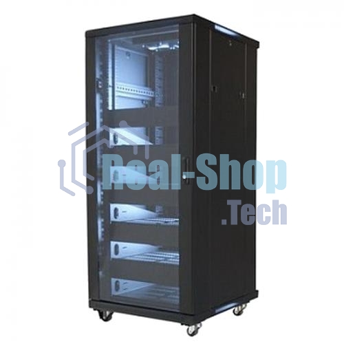 Телекоммуникационный шкаф Wize W27UR (Рэковая стойка)19”, высота 27U, габариты 1388х600х610 мм, вентиляция, колесики, макс. вес нагрузки 798 кг, сталь, черный