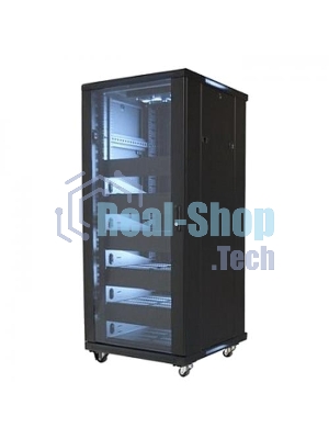 Телекоммуникационный шкаф Wize W27UR (Рэковая стойка)19”, высота 27U, габариты 1388х600х610 мм, вентиляция, колесики, макс. вес нагрузки 798 кг, сталь, черный