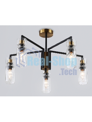 Люстра Ambrella light LH56113/5 BK/BS/CL черный/латунь/прозрачный E14*5 max 40W D605*350