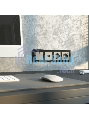 Розетка с заземлением, шторками и USB тип A+C (дымчатый)
