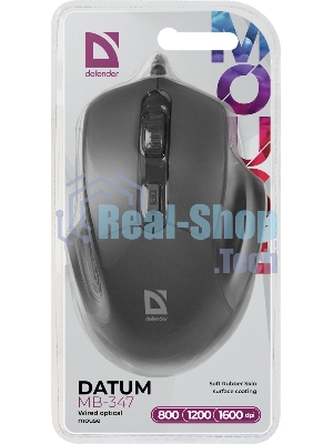 Мышь проводная Defender Datum MB-347 черный, 1600 dpi, USB, кнопки - 4