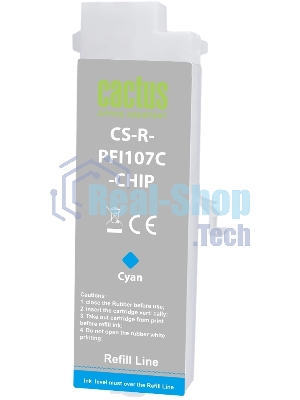 Картридж перезаправляемый струйный Cactus CS-R-PFI107C-CHIP голубой для Canon imageProGRAF iPF670/680/685/770/780/785