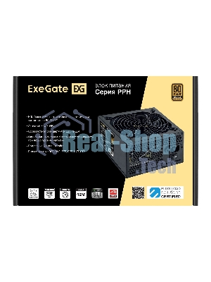 Блок питания 750W ExeGate 80 PLUS Bronze 750PPH-S (ATX, APFC, SC, КПД 85% (80 PLUS Bronze), 12cm fan, 24pin, 2x(4+4)pin, 4xPCI-E, 8xSATA, 4xIDE, кабель 220V 1,8м с защитой от выдергивания, black, Color Box)