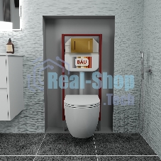 Комплект BAU 6 в 1: рамная инсталляция, унитаз подвесной безободковый Bau Dream 53, сиденье дюропласт микролифт, кнопка смыва BAU Stil, золото