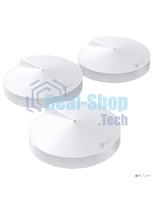 Маршрутизатор TP-Link TP-Link DECO M5(3-PACK) AC1300 Домашняя Wi-Fi система, чипсет Qualcomm, два диапазона (Dual-Band), поддержка стандартов 802.11ac/a/b/g/n, 717 МГц четырехъядерный процессор, Bluetooth 4.2, 2 гигабитных порта Ethernet, 1 порт USB Type-C, 4 встроенные антенны, 256QAM, MU-MIMO, HomeCare