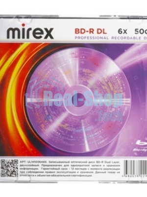 Диск BD-R Mirex 50 Gb, 6x, Slim Case (1), DL (1/50)