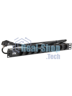 Блок ITK PDU 9 розеток DIN49440 (нем. cтанд.) 1U, шнур 2м вилка DIN49441 (нем. станд.), профиль из ПВХ, черный