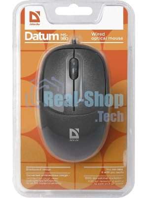 Мышь проводная Defender Datum MS-980 черный, 1000 dpi, USB, кнопки - 3