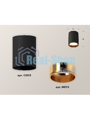 Светильник Ambrella Light XS6313023 SBK/PYG черный песок/золото желтое полированное MR16 GU5.3 (C6313, N6113)