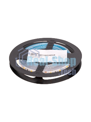 Лента светодиодная Rexant 12В, SMD2835, 9,6Вт/м, 60 LED/м, 3000K, 8мм, 5м, IP20