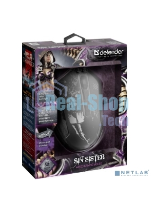 Мышь проводная Defender Sin'Sister GM-933 черный, 7200 dpi, USB, кнопки - 6