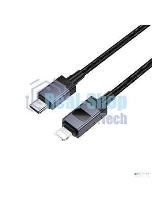 Кабель USB2.0 Hoco Type-C/Lightning, 2.4А, 27Вт,с дисплеем, X118, 1м, черный, коробка